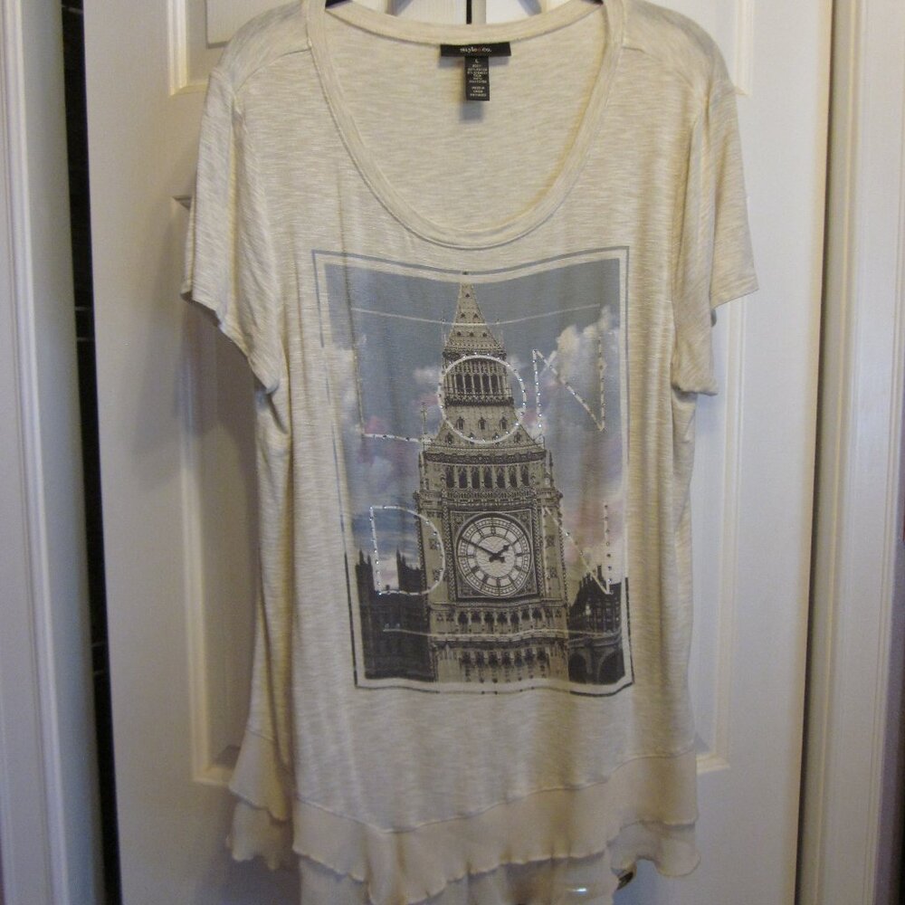 Style & Co SS London Ruffle Tunic Sz L